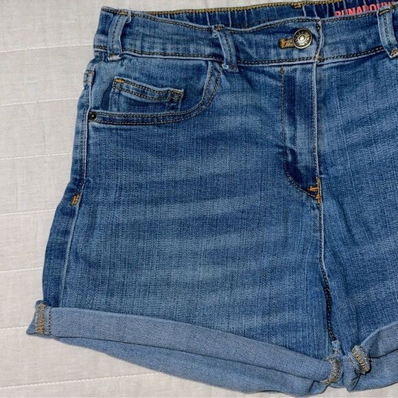 Crewcuts 14 Runaround Denim Blue Cuffed Raw Fringe Cut off Stretch Shorts - Picture 5 of 11